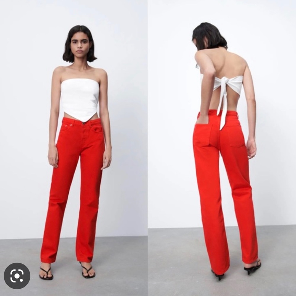 Wide leg jeans Zara red